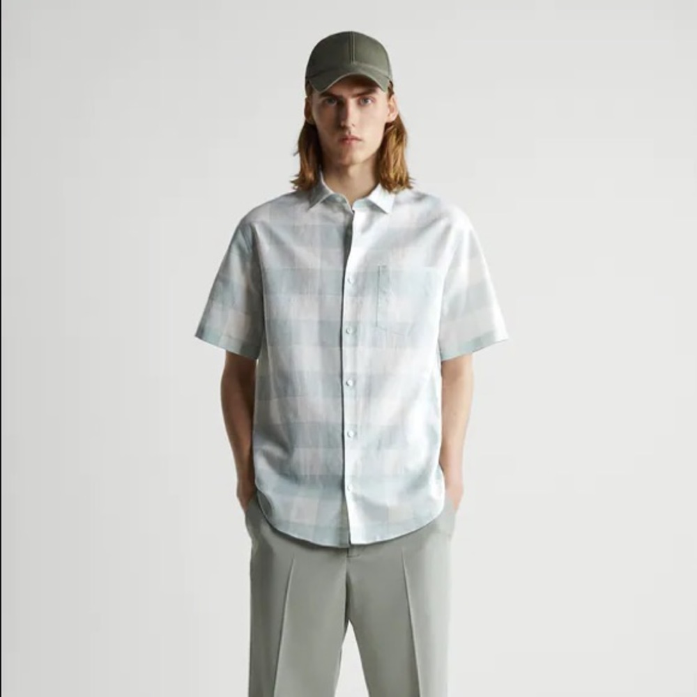 Zara men’s plaid linen shirt